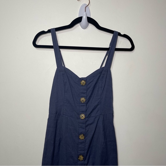 Abercombie & Fitch women's Navy full button down babydoll mini overall dress XS - Picture 3 of 7